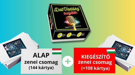 Dalvadász bulijáték magyar zenékkel - KLASSZIKUS tavaszi Csomag (Alap csomag 144 kártya + 108 kiegészítő kártya)